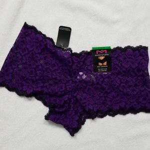 NWT Maidenform purple lace Cheekies Boyshort L/7